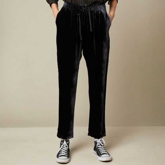 Hartford Phil Dark Navy Blue Velvet Trousers Pants size 3 US 8 Medium High Rise - Picture 1 of 6